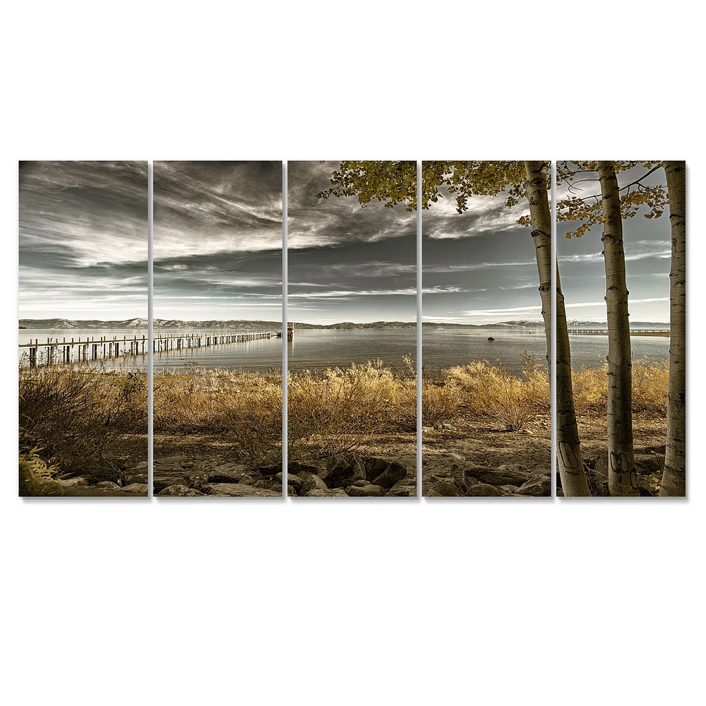 Pier Brown Lake  Canvas Art Print
