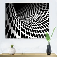Waves and Circles Black White  Art Canvas Print