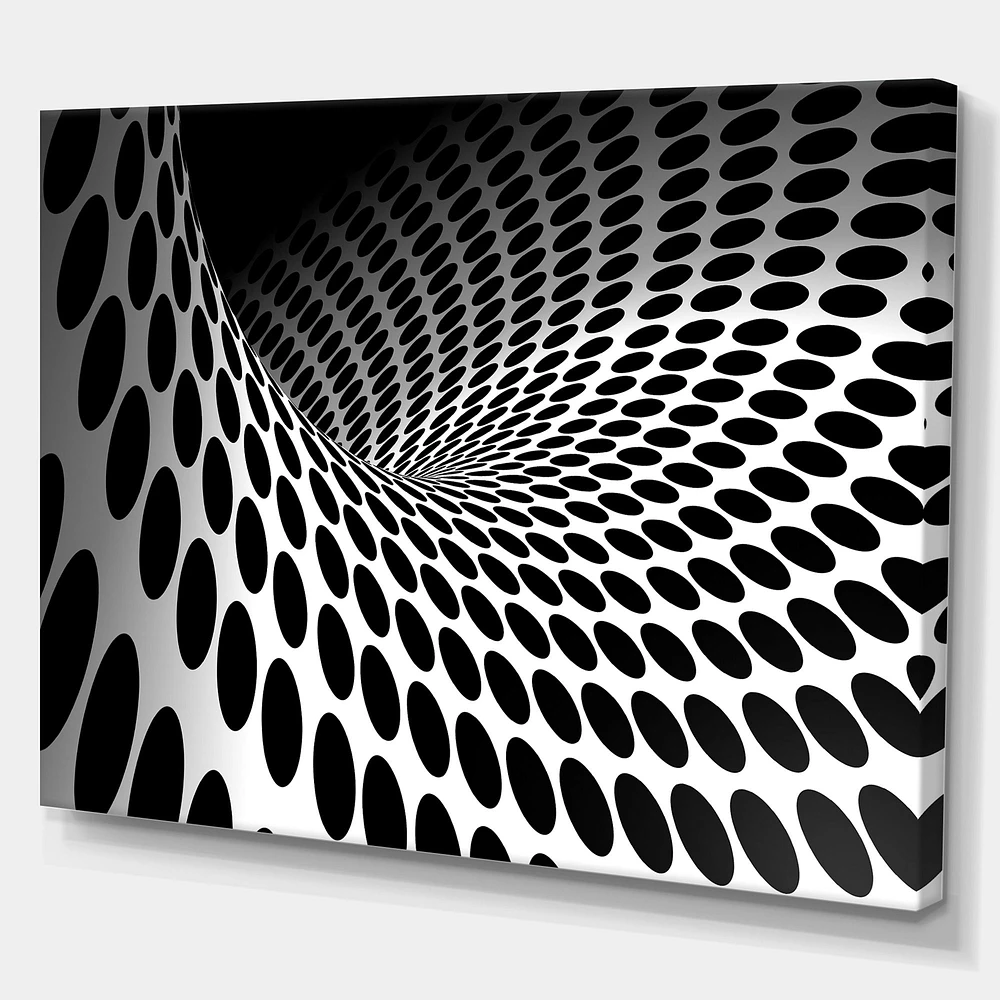 Waves and Circles Black White  Art Canvas Print