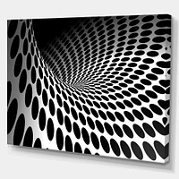 Waves and Circles Black White  Art Canvas Print