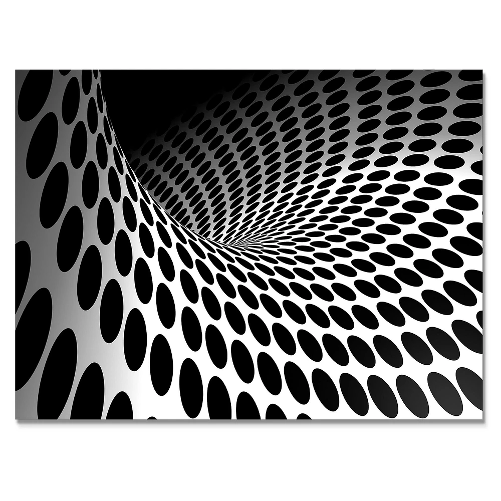 Waves and Circles Black White  Art Canvas Print