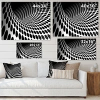 Waves and Circles Black White  Art Canvas Print