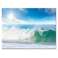 White and Blue Waves under Sun  Canvas Wall Art