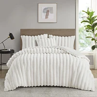 Ribbed Faux Fur Square Cushion