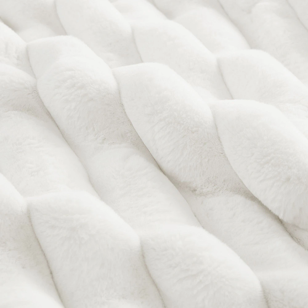 Ribbed Faux Fur Square Cushion