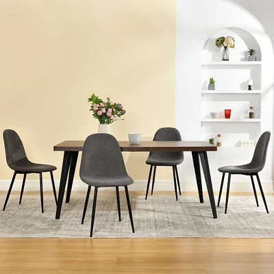 Ensemble de salle à manger moderne 5 pièces avec table marron foncé et chaises grises