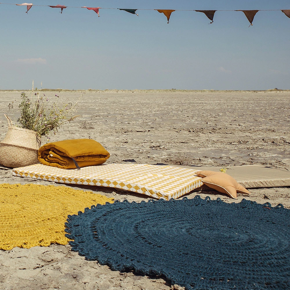 100% Cotton Round Rug - Pigeon Blue