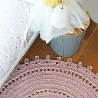100% Cotton Round Rug - Pink