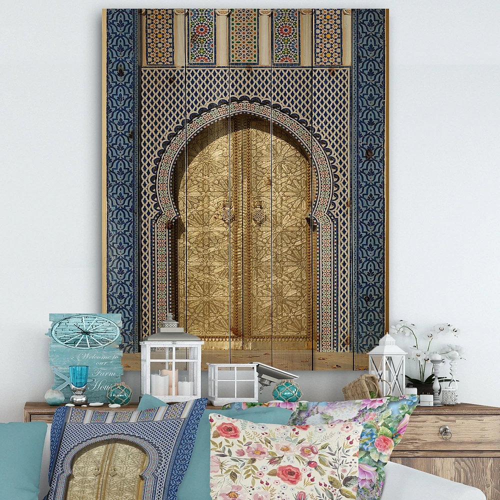 Morroco Palace Golden Doors Wood Wall Art