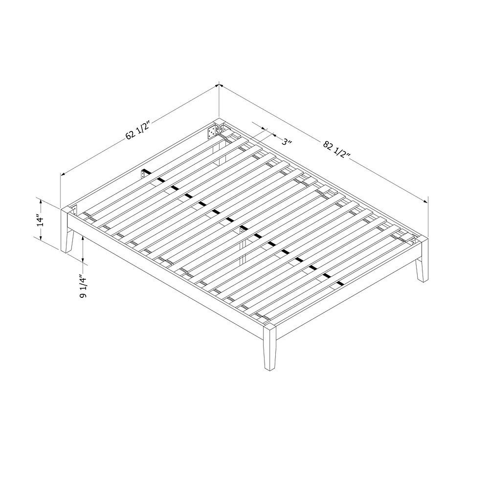 Vito Queen Solid Wood Platform Bed Pure Black by South Shore Furniture