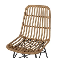 Modern Rattan Patio Chairs, Set of 2 – Brown