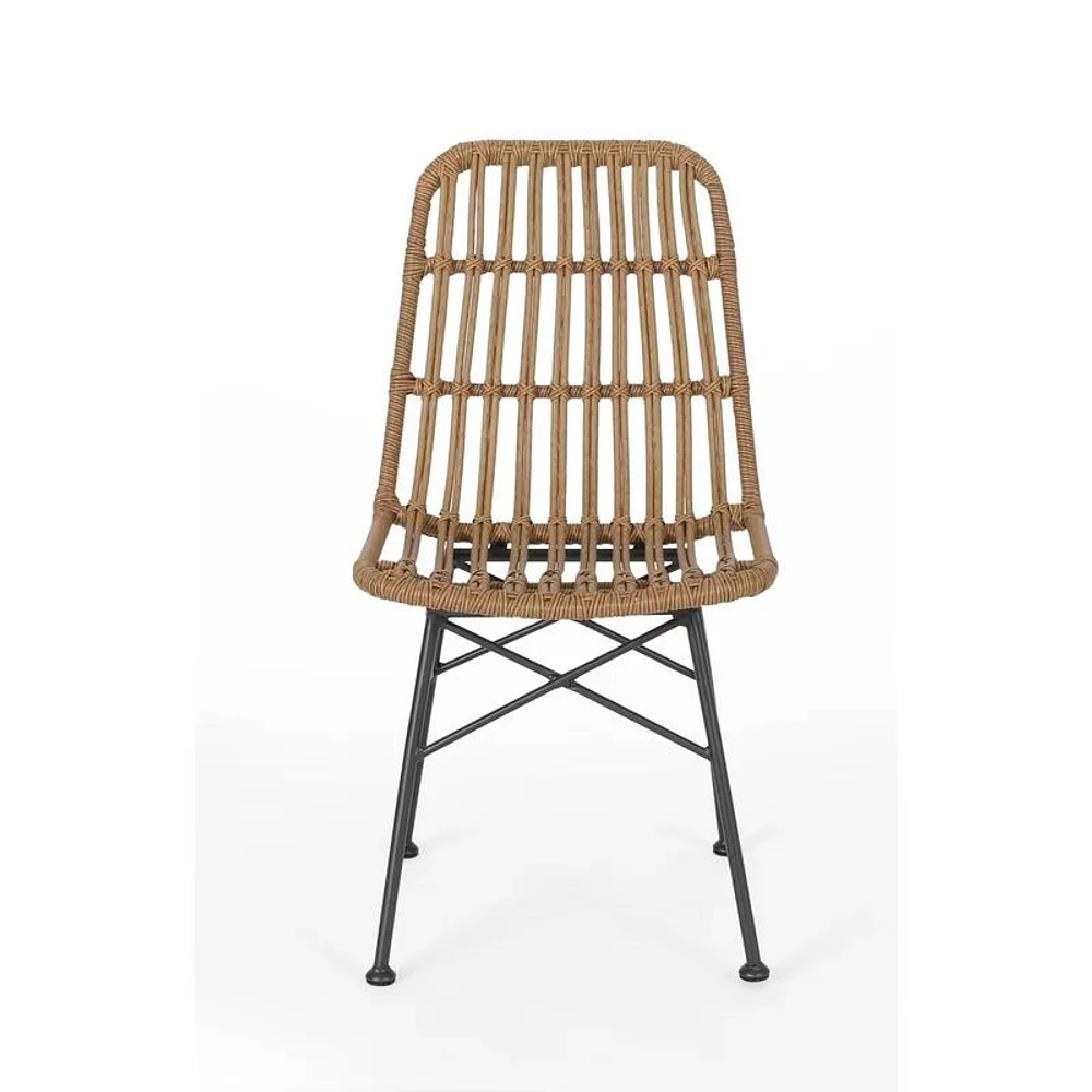 Modern Rattan Patio Chairs, Set of 2 – Brown