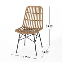 Modern Rattan Patio Chairs, Set of 2 – Brown