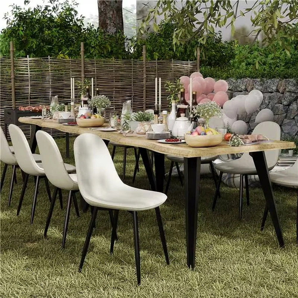 Maison Classique 5-Piece Dining Set Natural Wood Table with Beige Dining Chairs