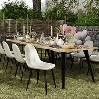 Maison Classique 5-Piece Dining Set Natural Wood Table with Beige Dining Chairs