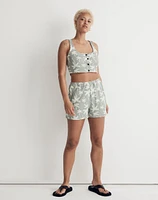 Jacquard Square-Neck Button-Front Crop Tank | Madewell