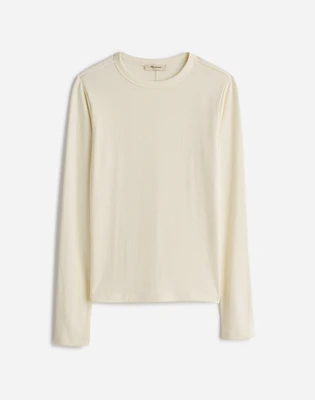 Plus Drapey Rib Long-Sleeve Tee Stripe | Madewell
