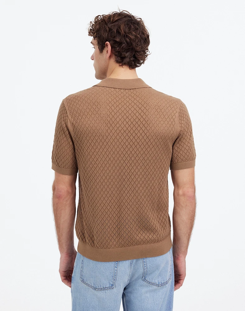 Diamond Pointelle Stitch Sweater Polo | Madewell
