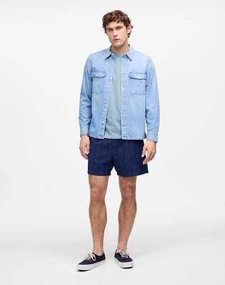 Indigo-Dyed Stripe Everywear Shorts | Madewell