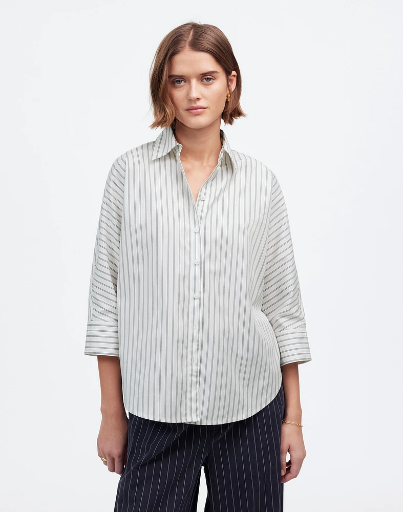 Poplin Oversized Button-Up Shirt Stripe | Madewell