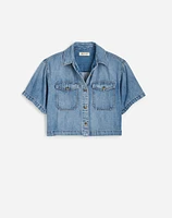 Boxy-Crop Button-Up Shirt: Airy Denim Edition | Madewell