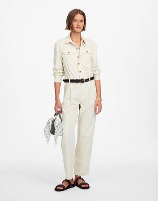 Denim Pleated Barrel-Leg Jumpsuit Vintage Canvas | Madewell