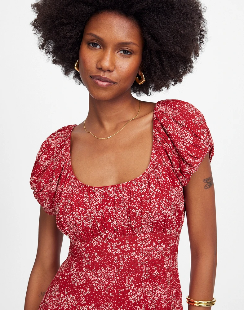 Ruched Scoopneck Mini Dress Floral | Madewell