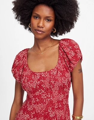 Ruched Scoopneck Mini Dress Floral | Madewell