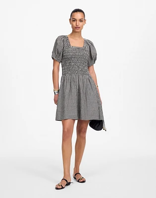 Smocked U-Neck Mini Dress Gingham | Madewell
