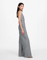Pleated Wide-Leg Jumpsuit Pinstripe Linen | Madewell
