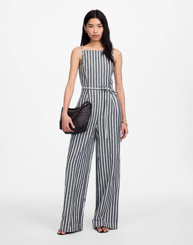 Pleated Wide-Leg Jumpsuit Pinstripe Linen | Madewell