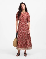 Pintucked Puff-Sleeve Midi Dress Floral | Madewell
