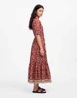 Pintucked Puff-Sleeve Midi Dress Floral | Madewell