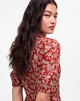 Pintucked Puff-Sleeve Midi Dress Floral | Madewell