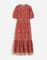 Pintucked Puff-Sleeve Midi Dress Floral | Madewell