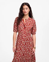 Pintucked Puff-Sleeve Midi Dress Floral | Madewell