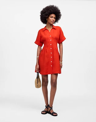 Pleated Mini Shirtdress 100% Linen | Madewell