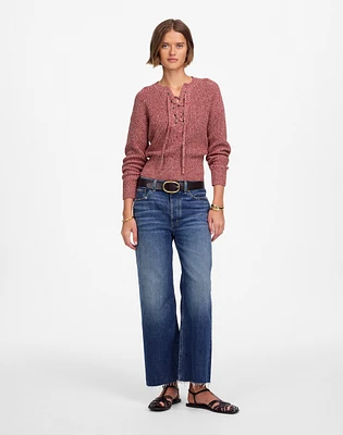 Marled Ribbed Lace-Up Sweater | Madewell