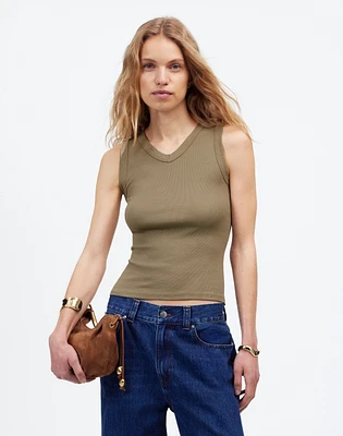 (Re)generative Cotton Ribbed High V-Neck Tank | Madewell