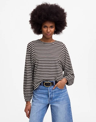Long Balloon-Sleeve Crewneck Tee Stripe | Madewell