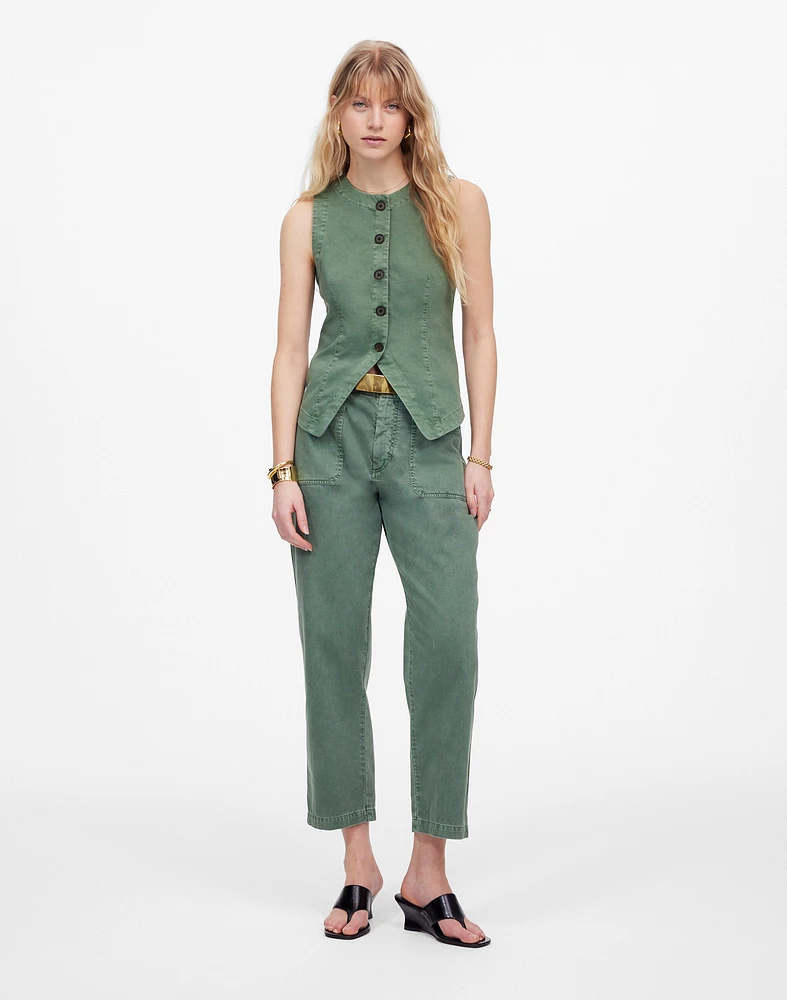 Twill Crewneck Vest Garment Dye | Madewell