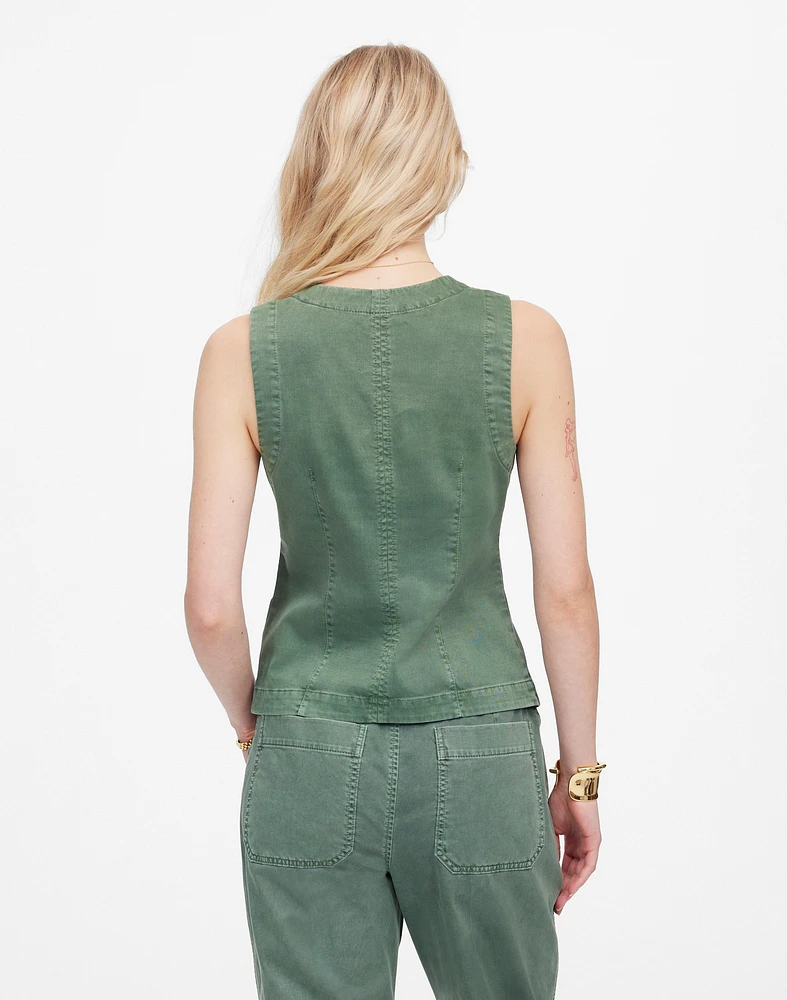 Twill Crewneck Vest Garment Dye | Madewell