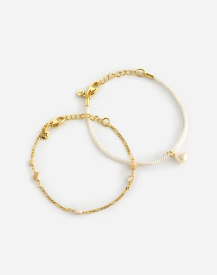Two-Pack Freshwater Pearl Figaro Bracelet Set | Madewell