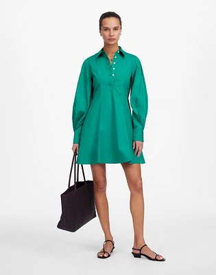 Seamed Long-Sleeve Mini Shirtdress Poplin | Madewell