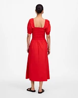 Smocked Puff Sleeve Midi Dress Poplin | Madewell