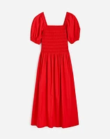 Smocked Puff Sleeve Midi Dress Poplin | Madewell