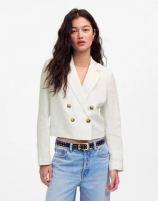 Double-Breasted Crop Blazer 100% Linen | Madewell