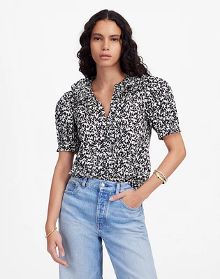 Ruffled Button-Front Top Floral | Madewell