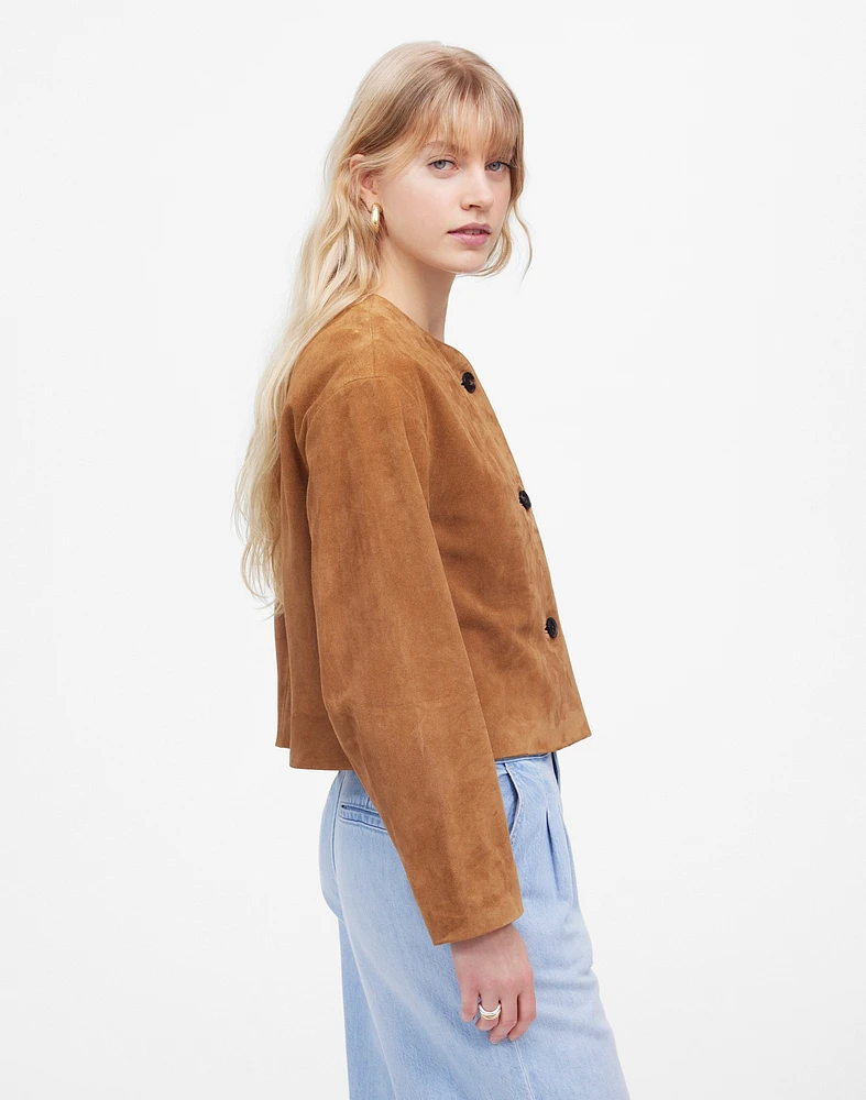 Crop Cardigan Jacket Suede | Madewell