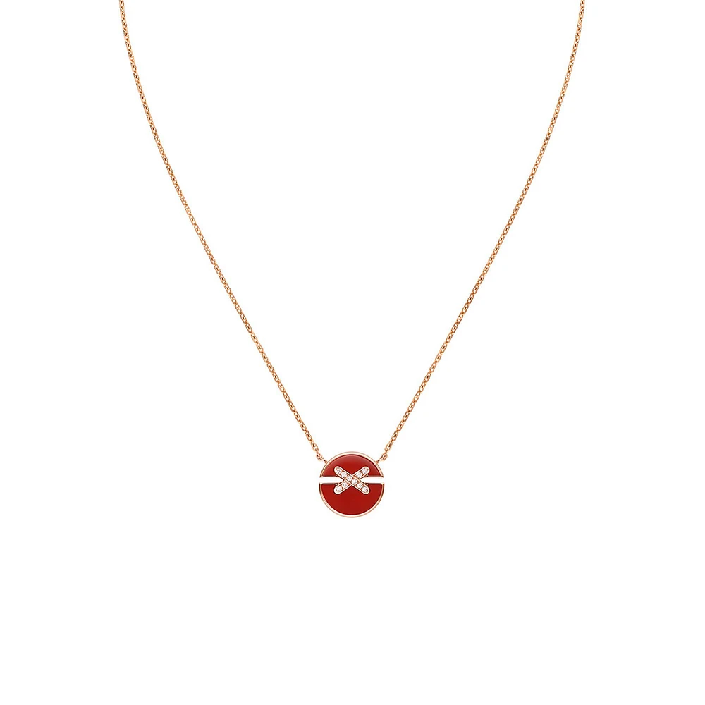 Jeux De Liens Harmony Small Rose Gold, Carnelian and Diamond Pendant